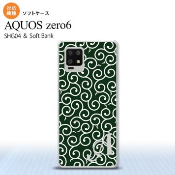 SHG04 SHG04 ZERO6 AQUOS zero6 スマホケース ソフトケース 唐草 緑 白 +アルファベット メンズ レディース nk-zero6-tp1134i
