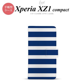 【手帳型 スマホ カバー ケース】【SO02K】【エクスペリア XZ1】手帳型 ケース SO-02K スマホ カバー Xperia XZ1 Compact エクスペリア ボーダー(B) 青×白 nk-004s-so02k-dr796【メール便送料無料】