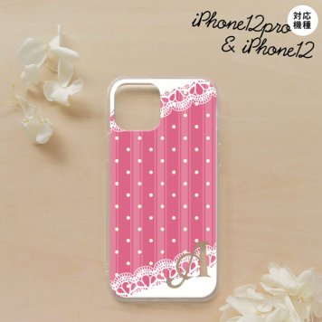 iPhone12/iPhone12pro iPhone12 / iPhone12pro スマホケース ソフトケース ドット レース C ピンク +アルファベット メンズ レディース nk-i12-tp1611i