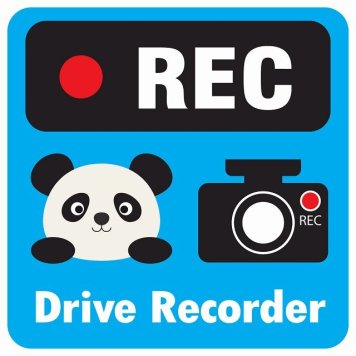 ドラレコ ステッカー シール REC Drive Recorder ぱんだ ライトブルー 13x13cm 正方形 おしゃれ かわいい ドラレコシール 安全対策 危険運転 煽り運転 前後 アニマル 動物 イラスト付 ドライブレコーダー 録画 カーサイン