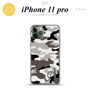 iPhone11Pro iPhone11 Pro スマホケース ソフトケース ウッドランド 迷彩 A グレー +アルファベット メンズ レディース nk-i11p-tp1145i