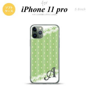 iPhone11Pro iPhone11 Pro スマホケース ソフトケース ドット レース C 薄緑 +アルファベット メンズ レディース nk-i11p-tp1616i