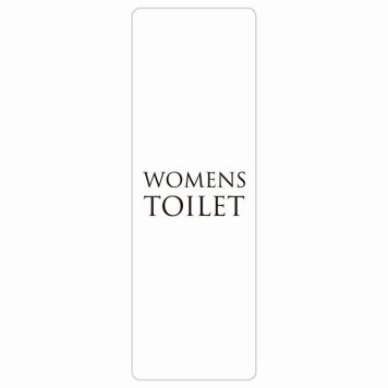 トイレ 案内 シール WOMENS 文字タイプ ホワイト ブラック 長方形 縦 ドア 防水 屋内 屋外 サインステッカー ピクトサイン トイレマーク表示 案内 注意 施設 御手洗 TOILET おしゃれ シンプル 安全対策