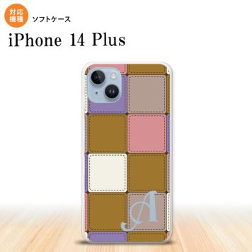 iPhone14 plsu iPhone14 plsu スマホケース 背面ケースソフトケース パッチワーク ミックスC ベージュ +アルファベット 2022年 10月発売 nk-i14pl-tp1673i