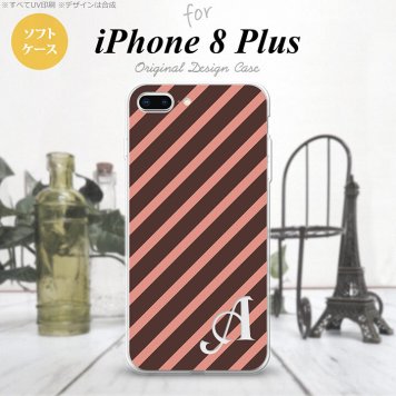 【iPhone8Plus】【スマホケース/スマホカバー】【アイフォン8プラス】iPhone8Plus スマホケース ケース アイフォン8プラス イニシャル ストライプ 茶×ピンク nk-ip8p-tp714ini【メール便送料無料】