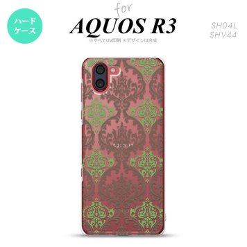 SH-04L SHV44 R3 AQUOS R3 スマホケース カバー ダマスク A クリア 茶 緑 nk-r3-459