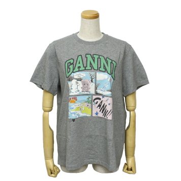 ガニー GANNI トップス Tシャツ カットソー ロゴ ウィメンズ 半袖 トップス A1050070-920 レディース グレー 海外正規品