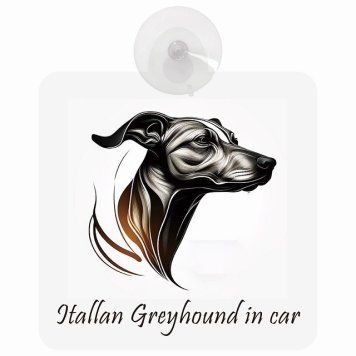 Itallan Greyhound イタリアングレーハウンド Bタイプ 車 窓ガラス 吸盤タイプ 犬 かっこいい おしゃれ イラスト付 DOG IN CAR ドッグインカー ドッグオンボード 安全対策 セーフティサイン デコ 外出 ドライブ カーサイン 吸盤