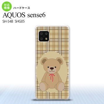 SH-54B SHG05 AQUOS sense6 スマホケース ハードケース くま チェック 茶 メンズ レディース nk-sens6-751
