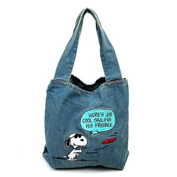 スヌーピー PEANUTS IP.TUBE.デニムPeanuts-7R　COMIC トートバッグ ライトブルー  ルートート