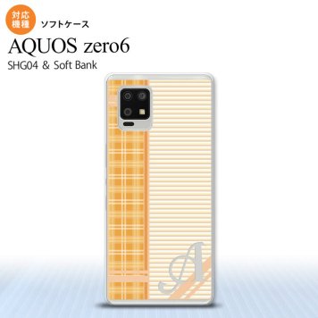 SHG04 SHG04 ZERO6 AQUOS zero6 スマホケース ソフトケース チェック ボーダー オレンジ +アルファベット メンズ レディース nk-zero6-tp1602i