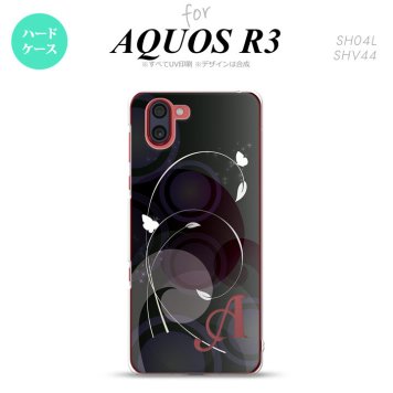 SH-04L SHV44 R3 AQUOS R3 スマホケース カバー バタフライ 蝶 A 黒 +アルファベット nk-r3-204i