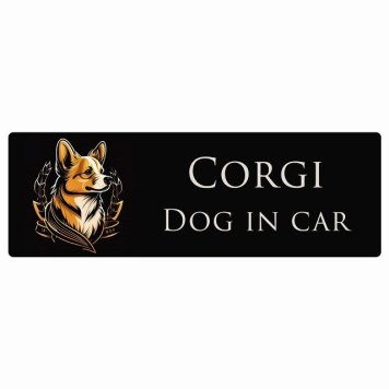 イラスト付 ドッグ カーステッカー Dog in Car コーギー B タイプ セーフティサイン 犬種別 長方形 15x5cm シール リア あおり運転対策 Dog Sticker 安全対策 カーサイン
