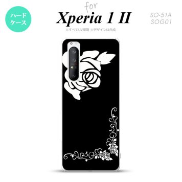 Xperia 1 II 5G スマホケース 背面カバー ストラップホール有り ハードケース バラ A 黒 白 ストラップホール おしゃれ かわいい かっこいい メンズ レディース nk-xp12-1068