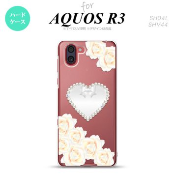 SH-04L SHV44 R3 AQUOS R3 スマホケース カバー ハート D 白 nk-r3-231
