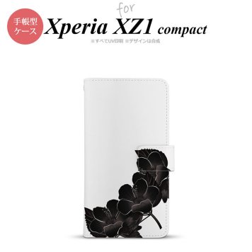 【手帳型 スマホ カバー ケース】【SO02K】【エクスペリア XZ1】手帳型 ケース SO-02K スマホ カバー Xperia XZ1 Compact エクスペリア ハイビスカス 黒 nk-004s-so02k-dr084【メール便送料無料】