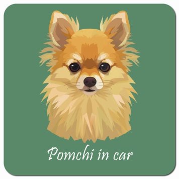 イラスト付 Dog in Car ポメチワ Aタイプ カーサイン 車 マグネットステッカー 犬 マグネット 強力 13x13cm 正方形 おしゃれ かわいい ドラレコステッカー 安全対策 危険運転 煽り運転 アニマル 動物 犬種別 屋外 防水 屋内