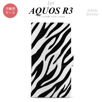 SH-04L/SHV44 AQUOS R3 手帳型スマホケース カバー ゼブラ 黒  nk-004s-r3-dr021