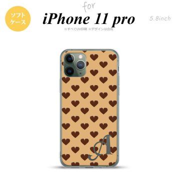 iPhone11Pro iPhone11 Pro スマホケース ソフトケース ハート B 茶 +アルファベット メンズ レディース nk-i11p-tp171i