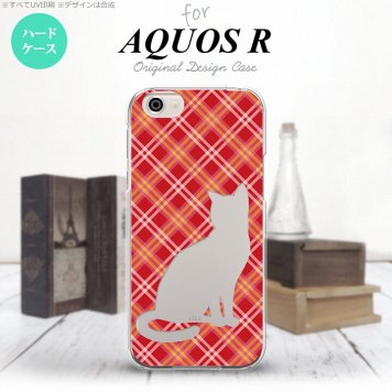【SH03J】【スマホケース/スマホカバー】【アクオス R】SH03J スマホケース AQUOS R SH-03J カバー アクオス R 猫 チェック赤A nk-sh03j-951【メール便送料無料】
