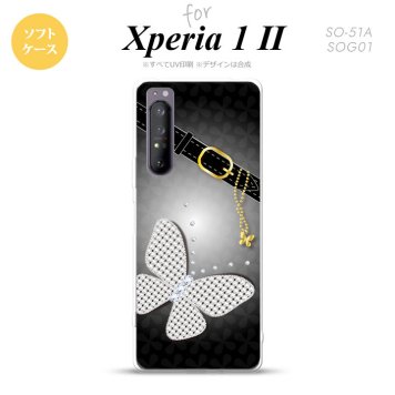 Xperia 1 II 5G スマホケース 背面カバー ストラップホール有り ソフトケース バタフライ 蝶 F 黒 ストラップホール おしゃれ かわいい かっこいい メンズ レディース nk-xp12-tp324
