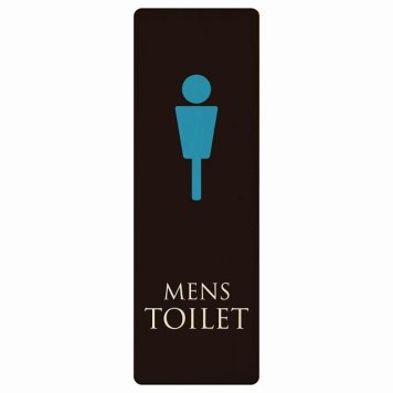 トイレ プレート 木製 MENS ブラック＆カラー 長方形 縦書き 6x18cm ドア サインステッカー ピクトサイン トイレマーク表示 案内 注意 施設 御手洗 TOILET おしゃれ シンプル 安全対策