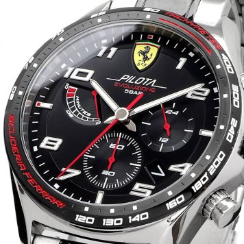 Scuderia Ferrari 腕時計 スクーデリア フェラーリ 時計 ウォッチ ピロータ エボ クロノグラフ Pilota Evo Chronograph メンズ ブラック 交換ベルト2本付き 0830768 海外モデル [並行輸入品] 誕生日 プレゼント ギフト 入学祝い 社会人 新生活 母の日 父の日