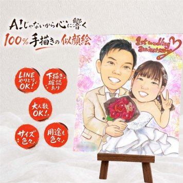 贈り物 似顔絵 結婚記念日 プレゼント ギフト 手描き 名入れ 結婚記念日 周年記念 結婚10周年 金婚式 結婚30周年 お祝い 記念日 夫婦 両親 お母さん お父さん 家族 下書き確認 名入れ 修正無料 一生もの サプライズ 似てる 親孝行 感謝 思い出 結婚記念日 記念 感激 米寿祝い お祝い返し 快気祝い メモリアル イラスト 闘病中の方への励まし 色紙