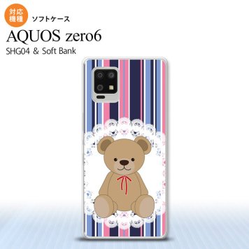 SHG04 SHG04 ZERO6 AQUOS zero6 スマホケース ソフトケース くま ストライプ レース 青 ピンク メンズ レディース nk-zero6-tp759