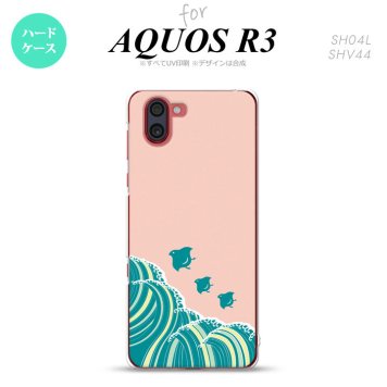 SH-04L SHV44 R3 AQUOS R3 スマホケース カバー 波鳥 ピンク nk-r3-1731