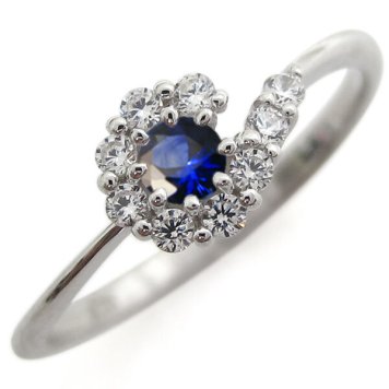 プラチナリング 結婚記念 サファイアリング 取り巻き 指輪
