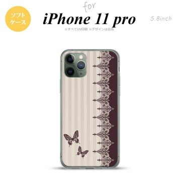 iPhone11Pro iPhone11 Pro スマホケース ソフトケース バタフライ 蝶 レース 茶 メンズ レディース nk-i11p-tp1284