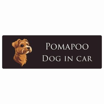 ドッグ カーステッカー イラスト付 Dog in Car ポメプー Bタイプ セーフティサイン 犬種別 長方形 20x6.7cm シール リア あおり運転対策 Dog Sticker 屋外 屋内 防水 かわいい おしゃれ 安全対策 カーサイン
