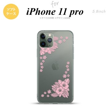 iPhone11Pro iPhone11 Pro スマホケース ソフトケース ハイビスカス E クリア ピンク メンズ レディース nk-i11p-tp1056