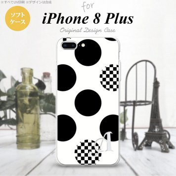 【iPhone8Plus】【スマホケース/スマホカバー】【アイフォン8プラス】iPhone8Plus スマホケース ケース アイフォン8プラス イニシャル 水玉A 白×黒 nk-ip8p-tp1112ini【メール便送料無料】