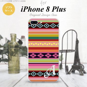 【iPhone8Plus】【スマホケース/スマホカバー】【アイフォン8プラス】iPhone8Plus スマホケース ケース アイフォン8プラス イニシャル エスニックボーダー ピンク nk-ip8p-tp1561ini【メール便送料無料】