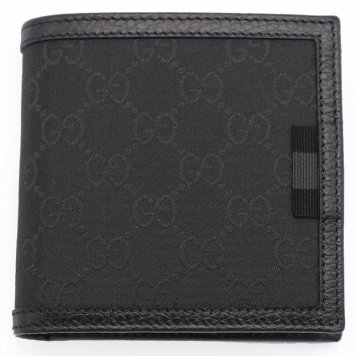 グッチ　GUCCI　二つ折り財布　150413 G1XWN 8615　ブラック　黒　GGナイロン　レザー ウォレット　Outlet　アウトレット