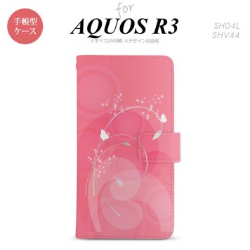 SH-04L/SHV44 AQUOS R3 手帳型スマホケース カバー バタフライ 蝶 ピンク  nk-004s-r3-dr202