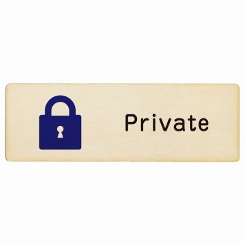 Private プライベート プレート 木製 長方形 18x6cm サインプレート ピクトサイン 表示 案内 場所 看板 目印 施設 おしゃれ シンプル