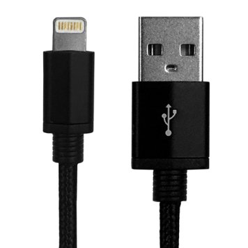 hidisc 【Apple認証品】10000回の折り曲げに耐えられるしなやかLightningケーブル 1m アルミコネクタ/ナイロンメッシュ ブラック 高速充電2.4A対応 HD-LHC1SCBK
