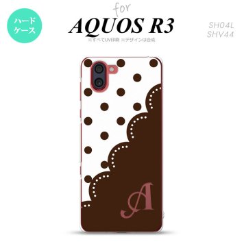 SH-04L SHV44 R3 AQUOS R3 スマホケース カバー ドット レース A 茶 +アルファベット nk-r3-345i