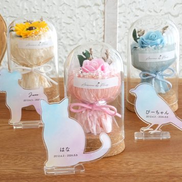 【ペット メモリアル】名入れアクリルスタンド うちの子レインボーシルエット&ガラスドームお供え花セット|ペット メモリアル, ペット供養, ペット仏具  ペット お供え花 ガラスドーム お供え花  ペット ガラスドーム 名入れ アクリルスタンド