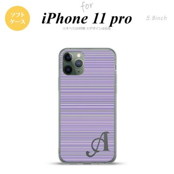 iPhone11Pro iPhone11 Pro スマホケース ソフトケース ボーダー 細 紫 +アルファベット メンズ レディース nk-i11p-tp1287i