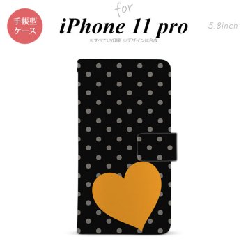 iPhone11Pro iPhone11 Pro 手帳型スマホケース カバー トランプ 水玉 ハート 黒 オレンジ  nk-004s-i11p-dr550