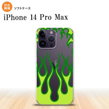 iPhone14 ProMax iPhone14 Pro Max スマホケース 背面ケースソフトケース ファイヤー 炎 クリア 緑 2022年 9月発売 nk-i14pm-tp1315