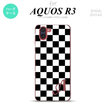 SH-04L SHV44 R3 AQUOS R3 スマホケース カバー スクエア 黒 白 +アルファベット nk-r3-131i