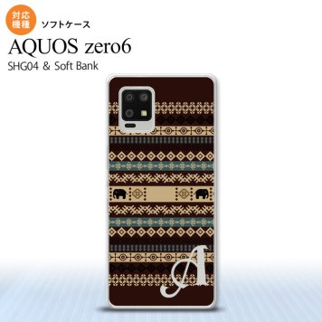 SHG04 SHG04 ZERO6 AQUOS zero6 スマホケース ソフトケース エスニック ゾウ 茶 +アルファベット メンズ レディース nk-zero6-tp1574i