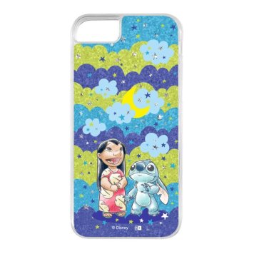iPhone SE 第3世代/SE 第2世代/8/7 / ディズニー / 衝撃吸収 バンパー 動く キラキラ ラメ グリッターケース / リロとスティッチ_星空 ※送料無料(ポスト投函)