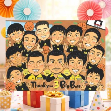 卒部のお祝いに、見ると笑顔になる似顔絵を贈りませんか。 卒部記念 贈り物 似顔絵 ギフト プレゼント 名入れ 手描き 卒部 スポーツ少年団 記念 スポ少 引退 部活 大人数 仲間 後輩 先生 チーム 下書き確認 修正無料 名入れ 実績多数 サプライズ 宝物 かわいい 卒部記念 引退 宝物 仲間 披露宴 カラフル 感激 米寿祝い お祝い返し 古希祝い 大量注文 メモリアルギフト 傘寿祝い 初任給