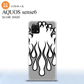 SH-54B SHG05 AQUOS sense6 スマホケース ソフトケース ファイヤー 炎 白 黒 メンズ レディース nk-sens6-tp1307